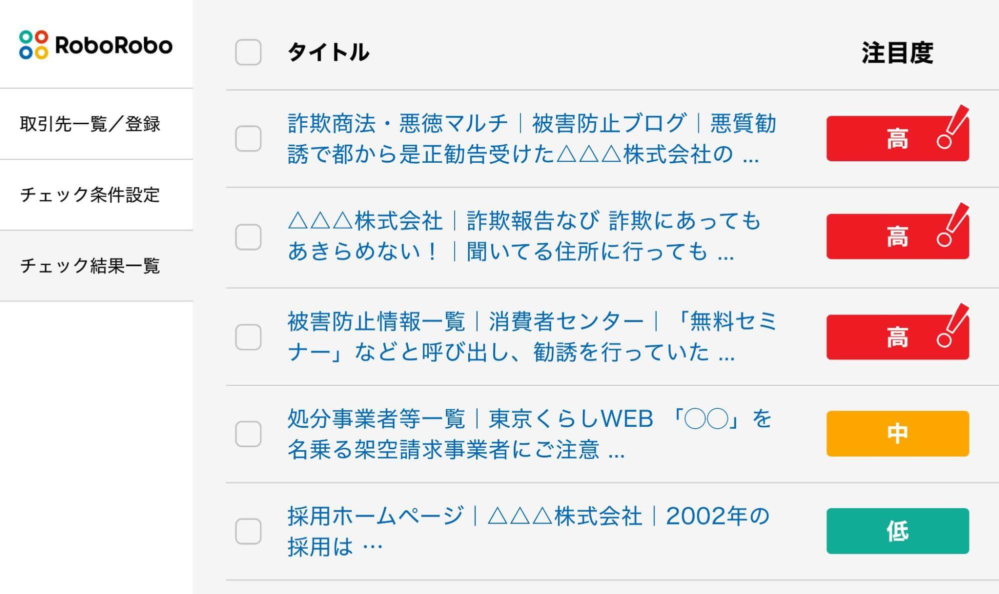 roboroboコンプライアンスチェック